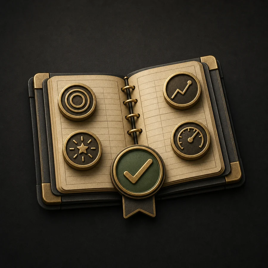 An open campaign budget ledger with four program tokens and an approval seal
